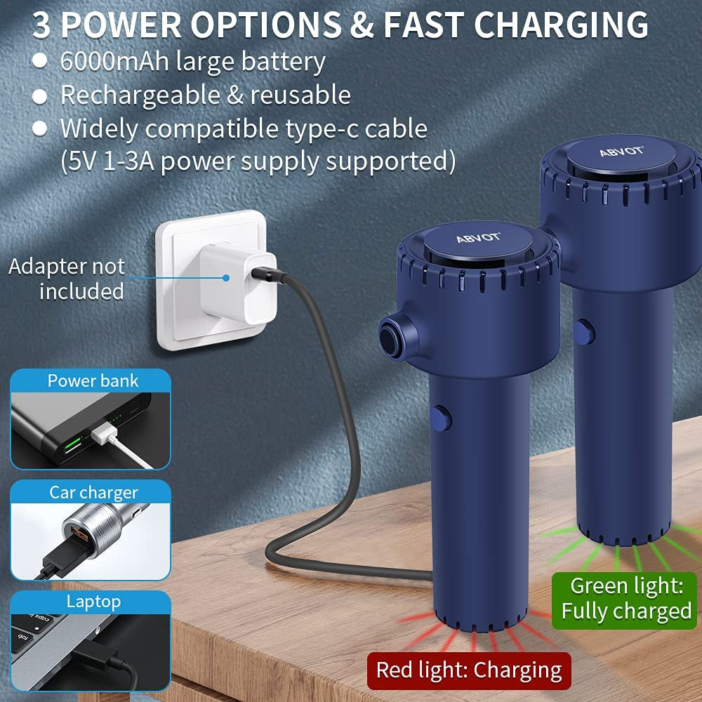 Professional Cordless Compressed Air Duster - 40000 RPM Portable Electric Blower with 6000mAh Rechargeable Battery for Effective Keyboard and Electronics Cleaning