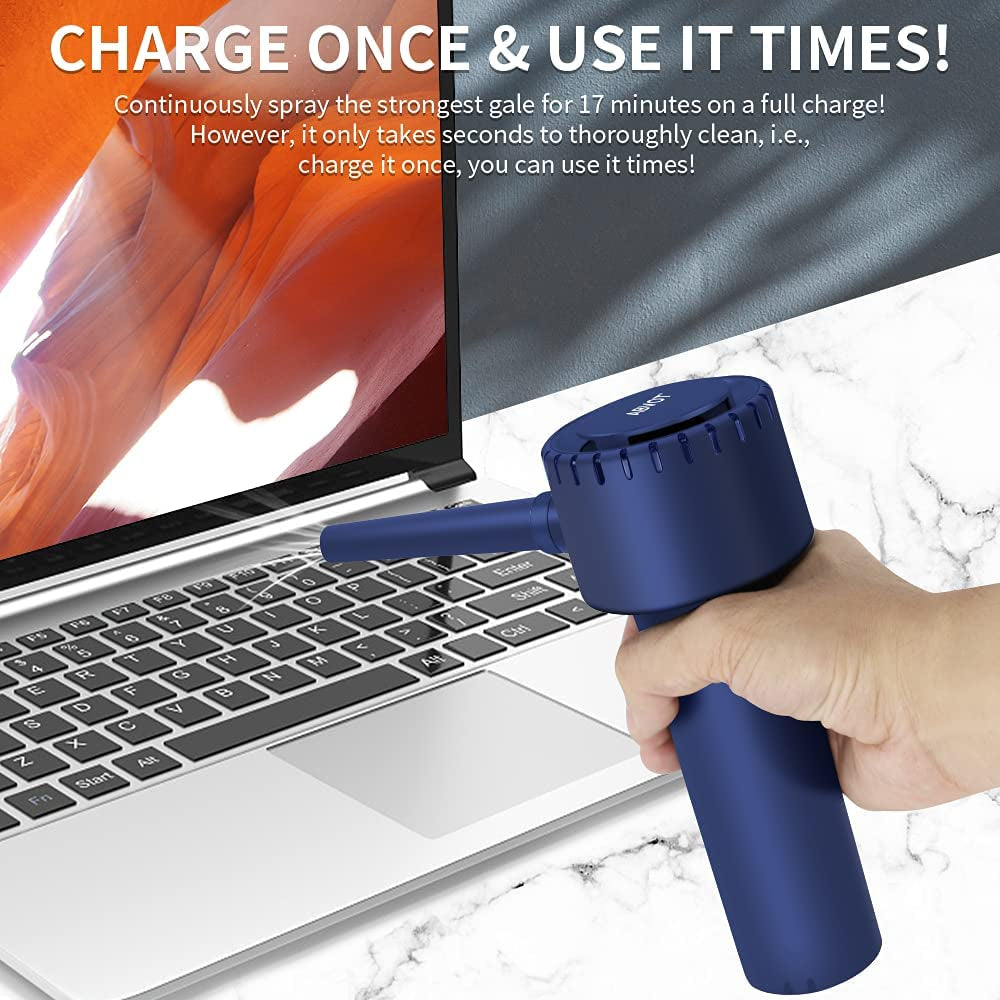 Professional Cordless Compressed Air Duster - 40000 RPM Portable Electric Blower with 6000mAh Rechargeable Battery for Effective Keyboard and Electronics Cleaning