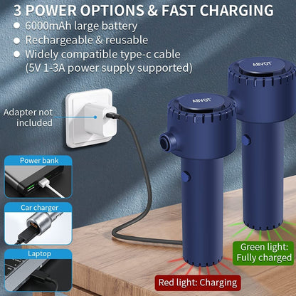 Professional Cordless Compressed Air Duster - 40000 RPM Portable Electric Blower with 6000mAh Rechargeable Battery for Effective Keyboard and Electronics Cleaning